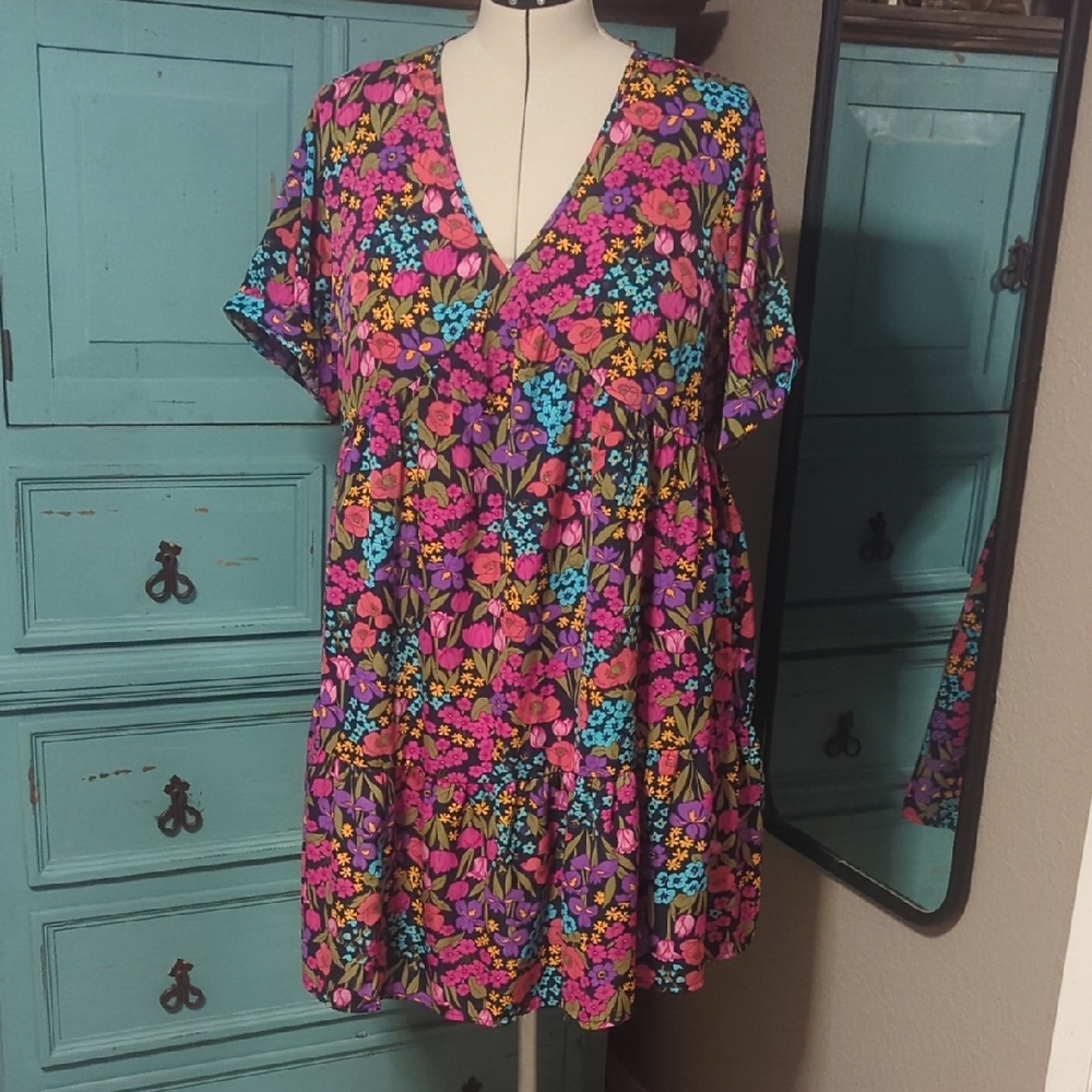 Floral V-Neck Midi Dress